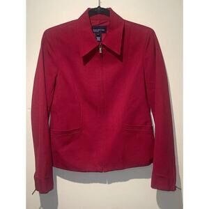 Jones New York Signature Women’s‎ Red Wool Blend Zipper Blazer Jacket 6